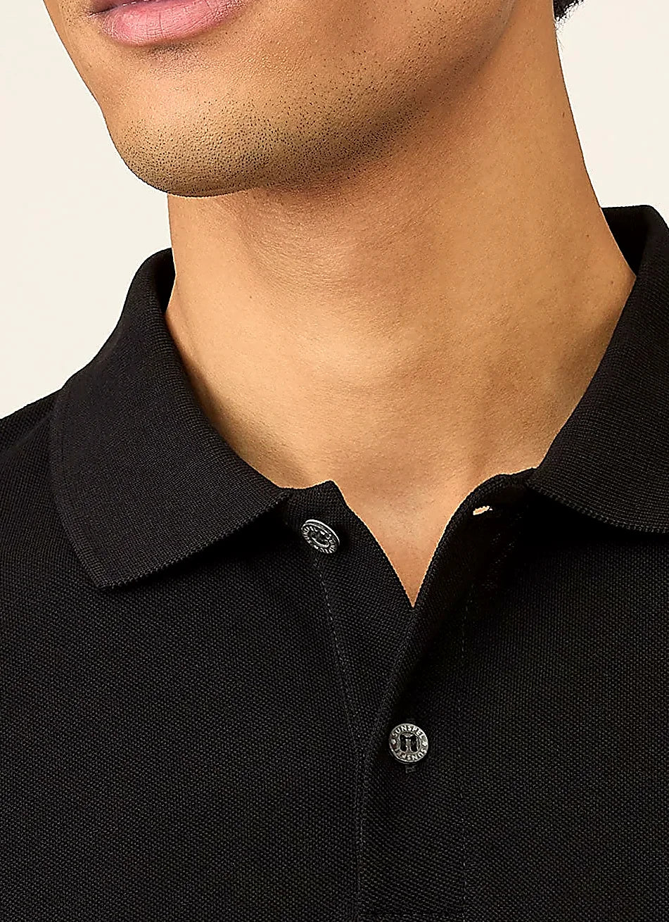 Black polo shirt for men, cotton