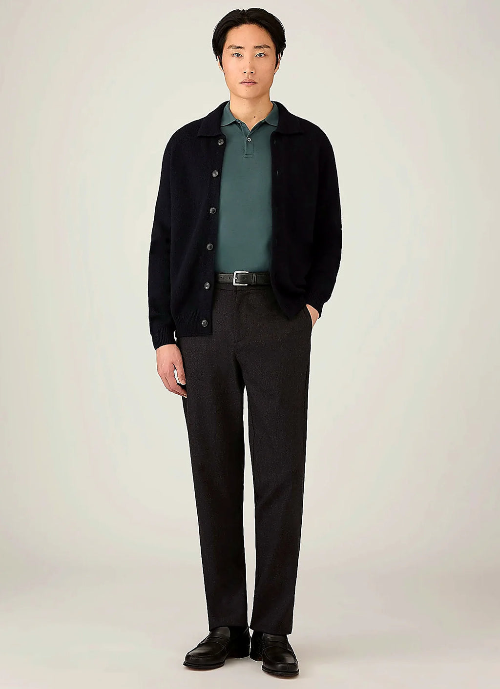 Dark Petrol polo shirt in supima cotton, slim fit