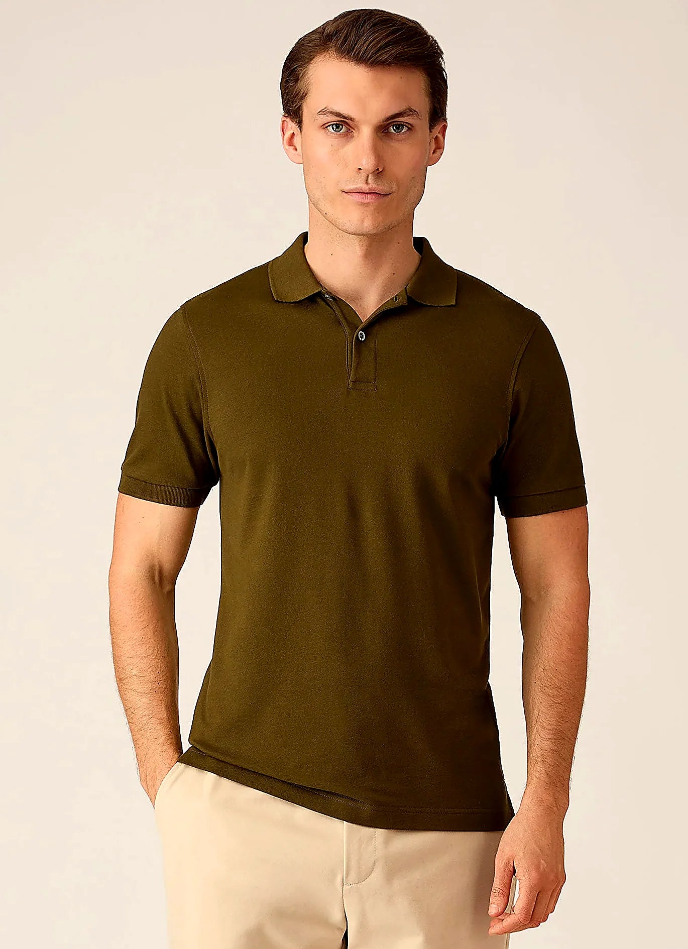 Loden Green cotton polo shirt for men