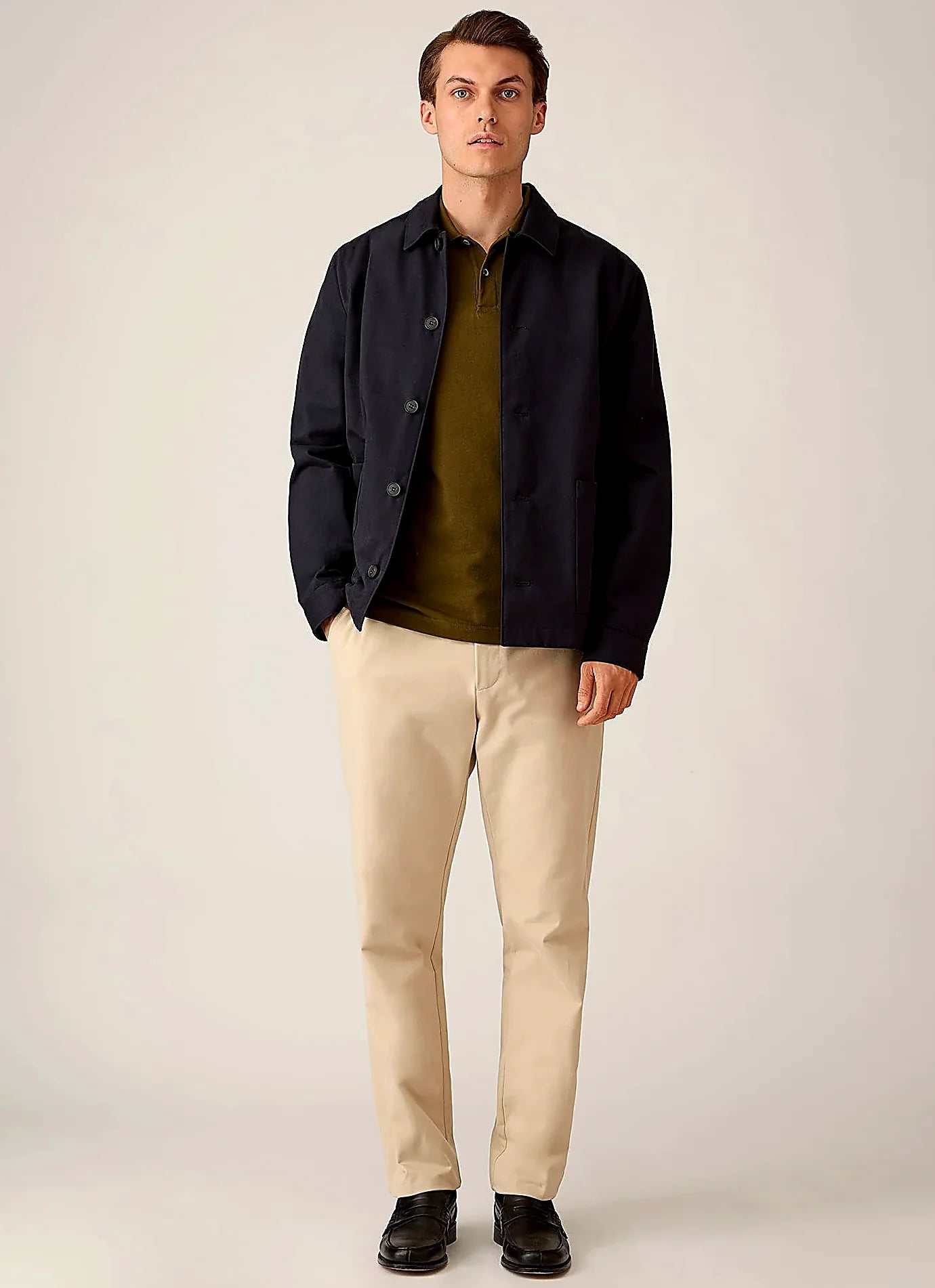 Loden Green polo shirt in cotton, slim fit