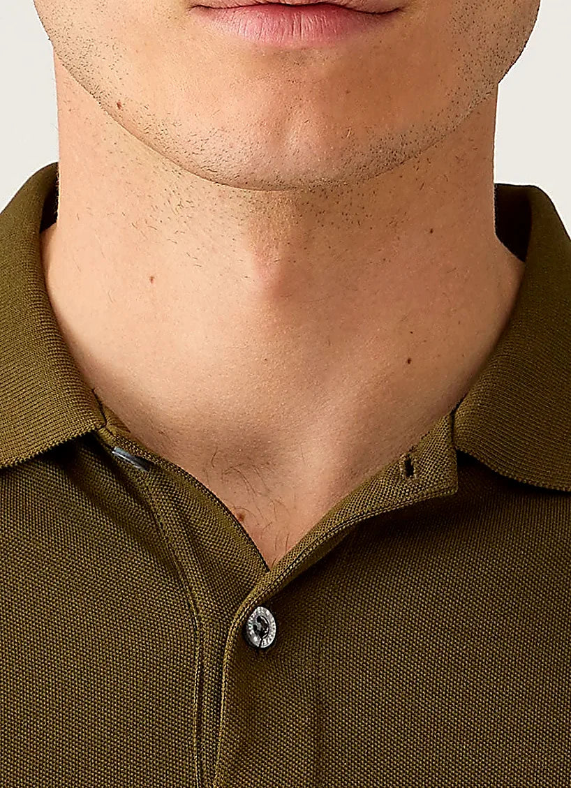 Loden Green polo shirt for men, cotton
