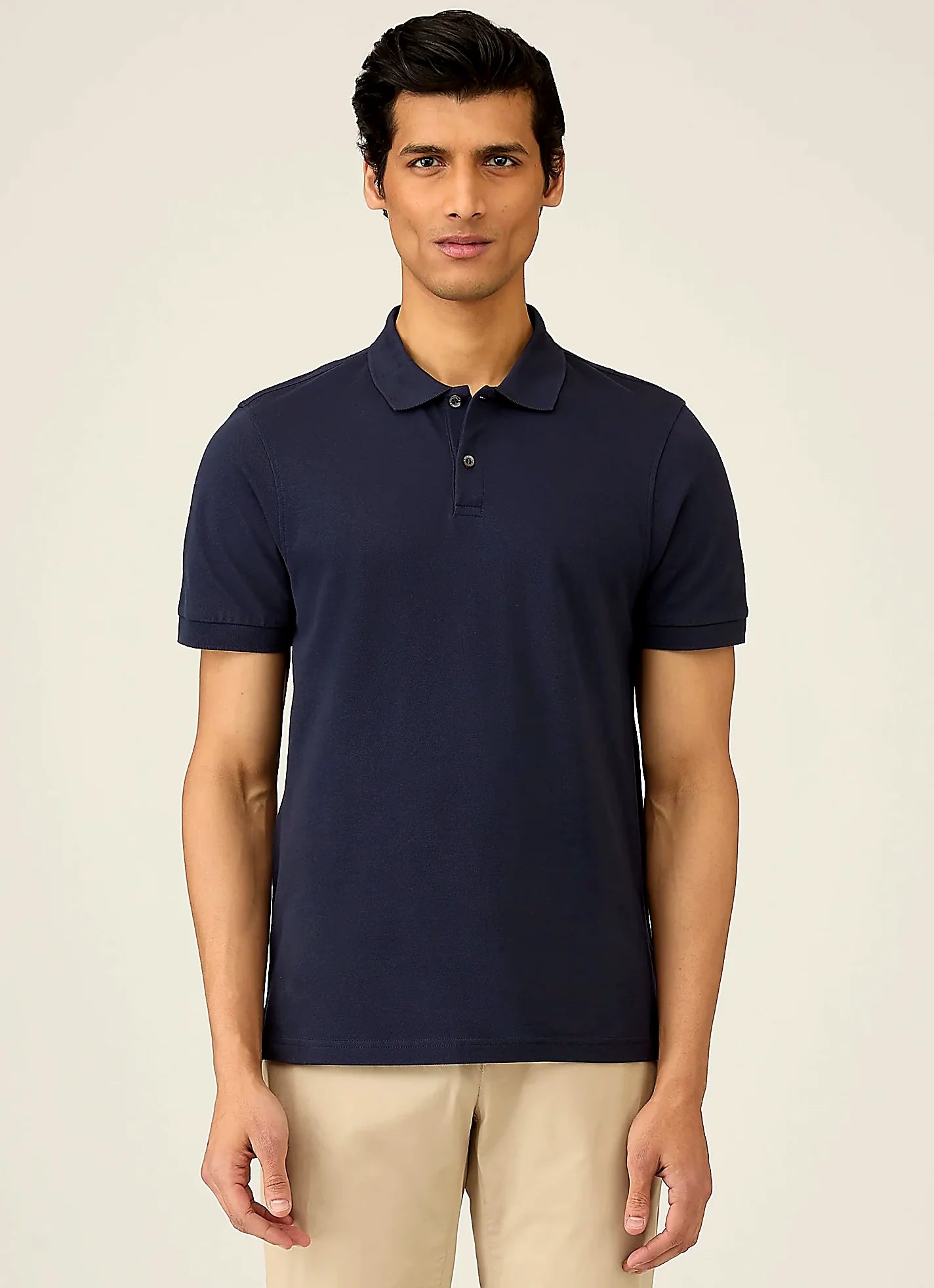 Navy cotton polo shirt for men