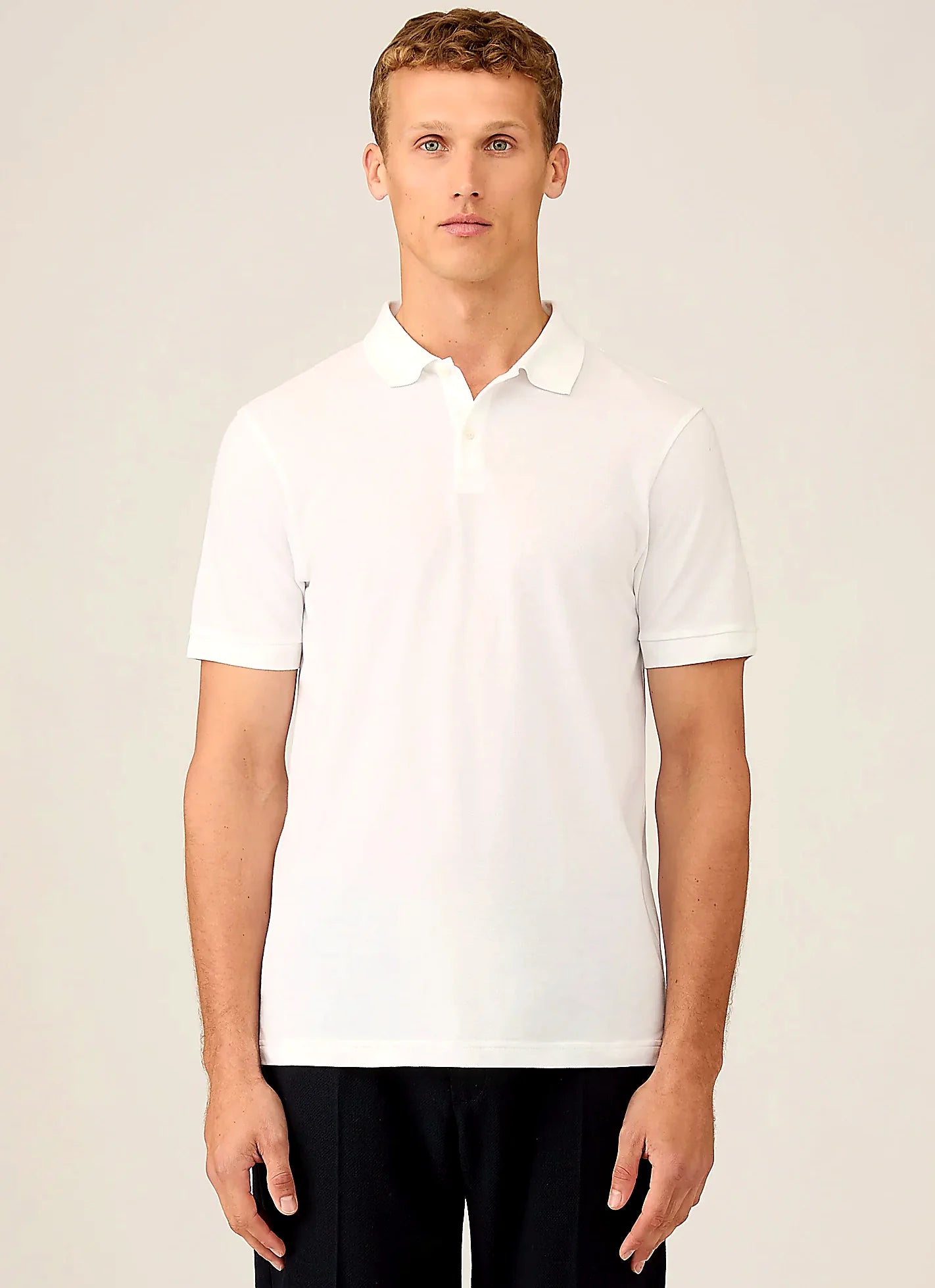 White cotton polo shirt for men