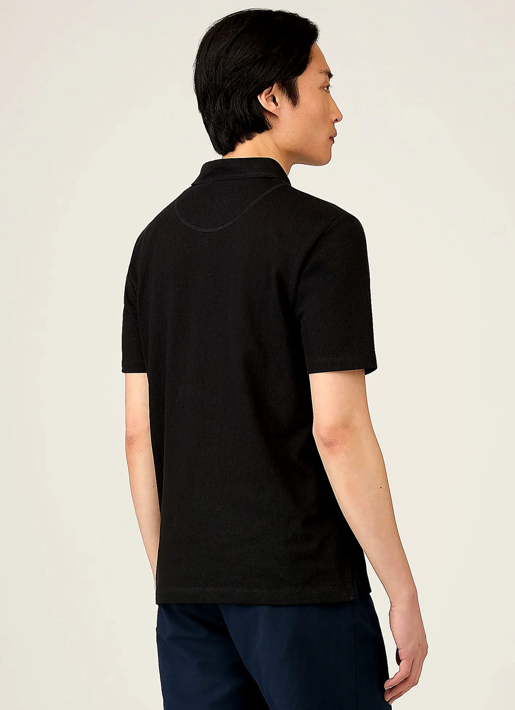 Men's mesh cotton polo shirt in Black