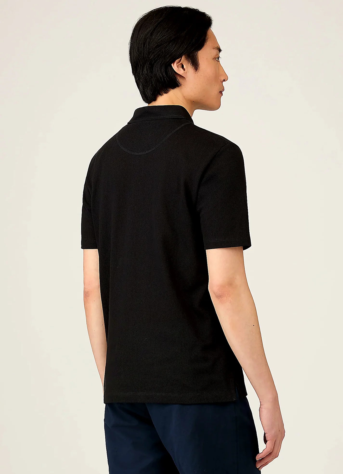 Men's mesh cotton polo shirt in Black