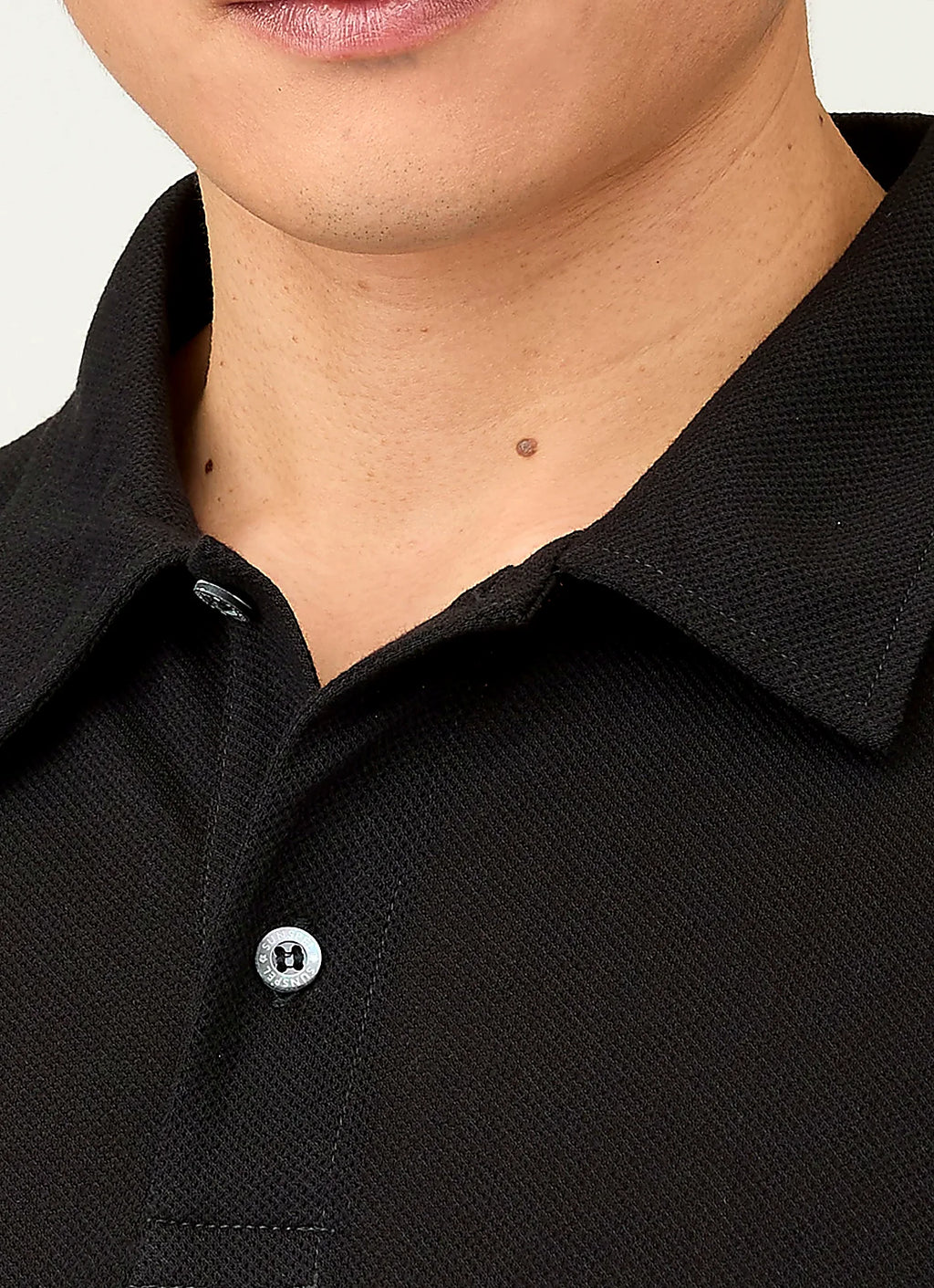 Black polo shirt for men, mesh cotton