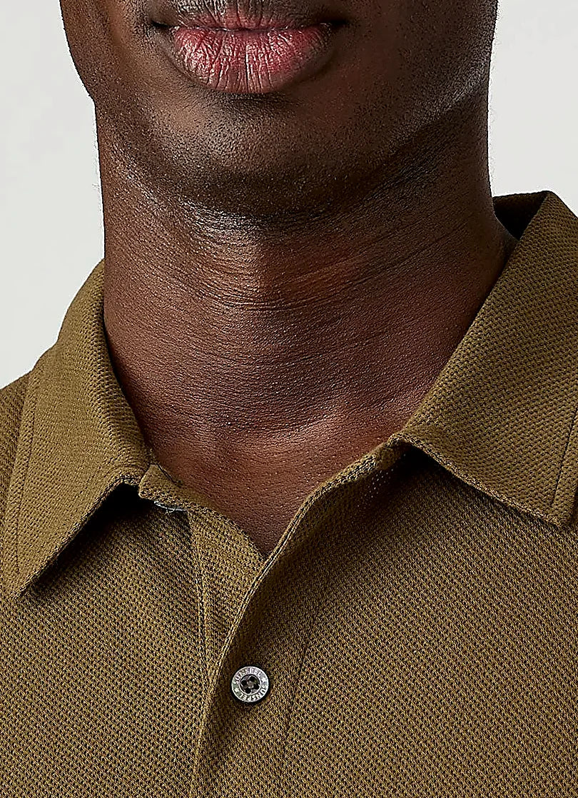 Loden Green polo shirt for men, mesh cotton