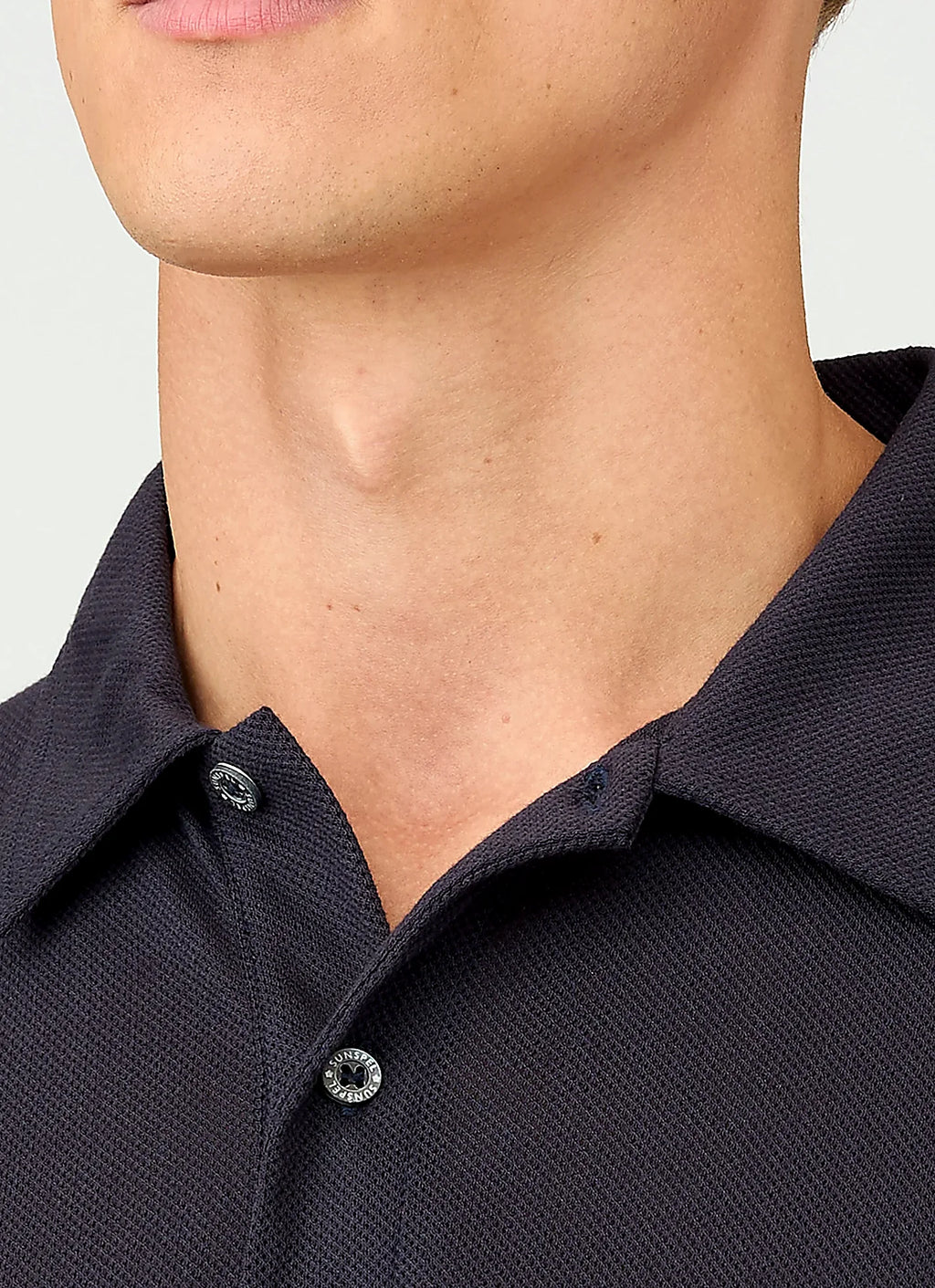 Navy polo shirt for men, mesh cotton
