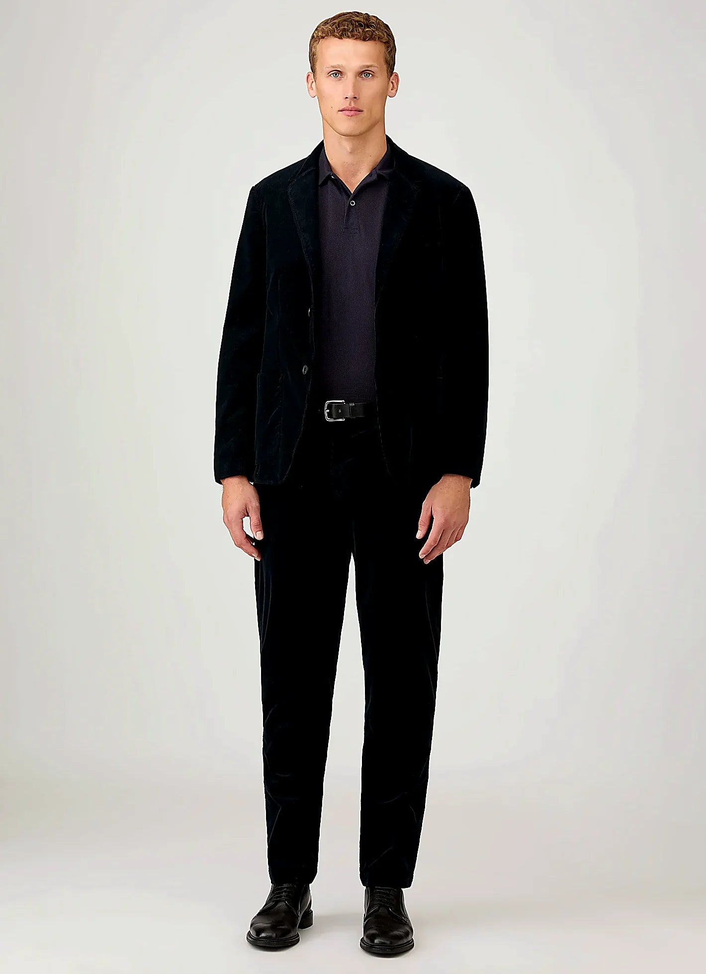 Navy polo shirt in mesh cotton, regular fit