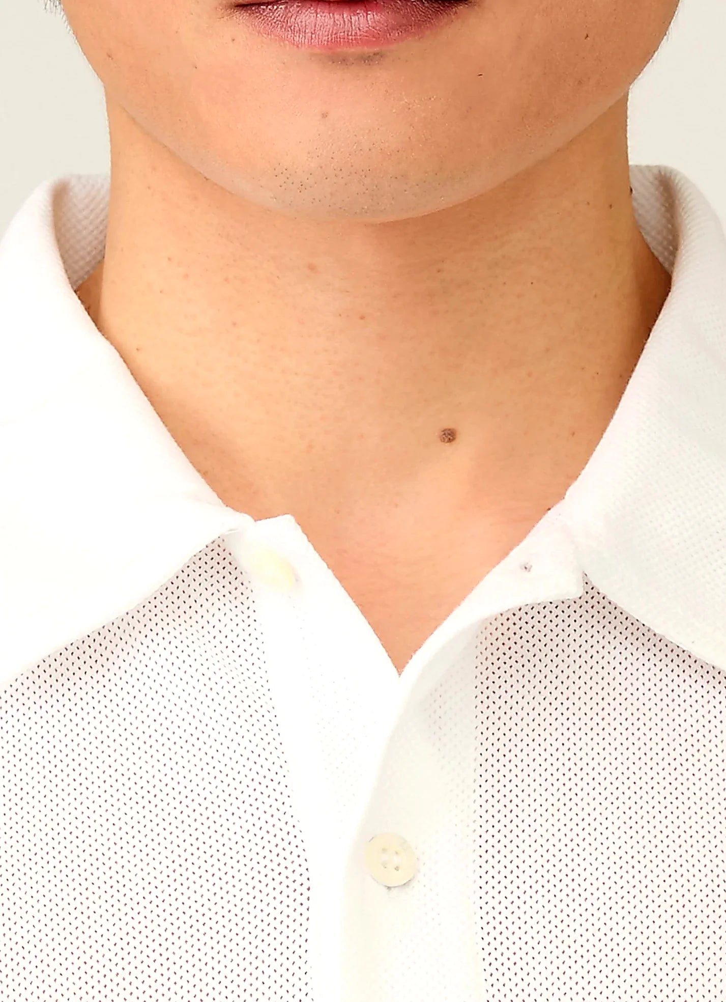 White polo shirt for men, mesh cotton