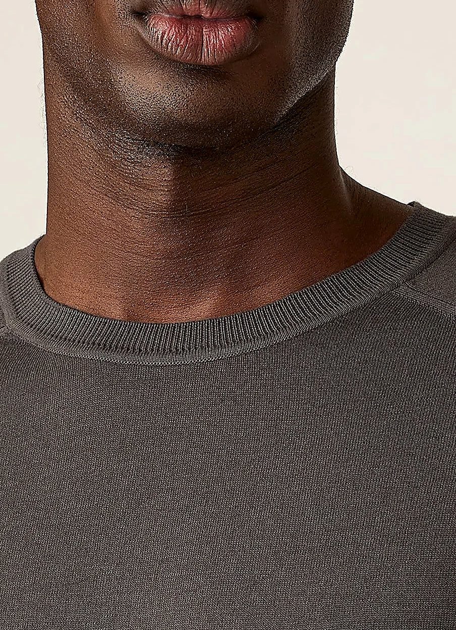 Anthracite crew neck jumper for men, sea island cashmere