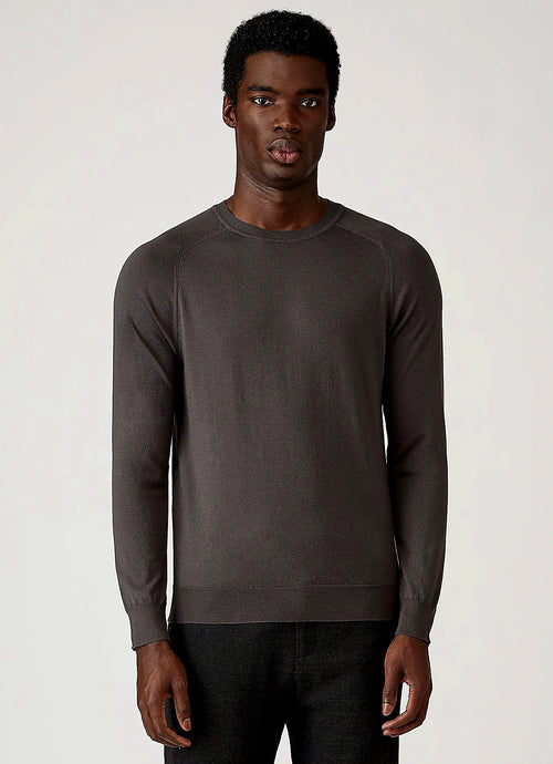 Anthracite sea island cashmere crew neck jumper for men