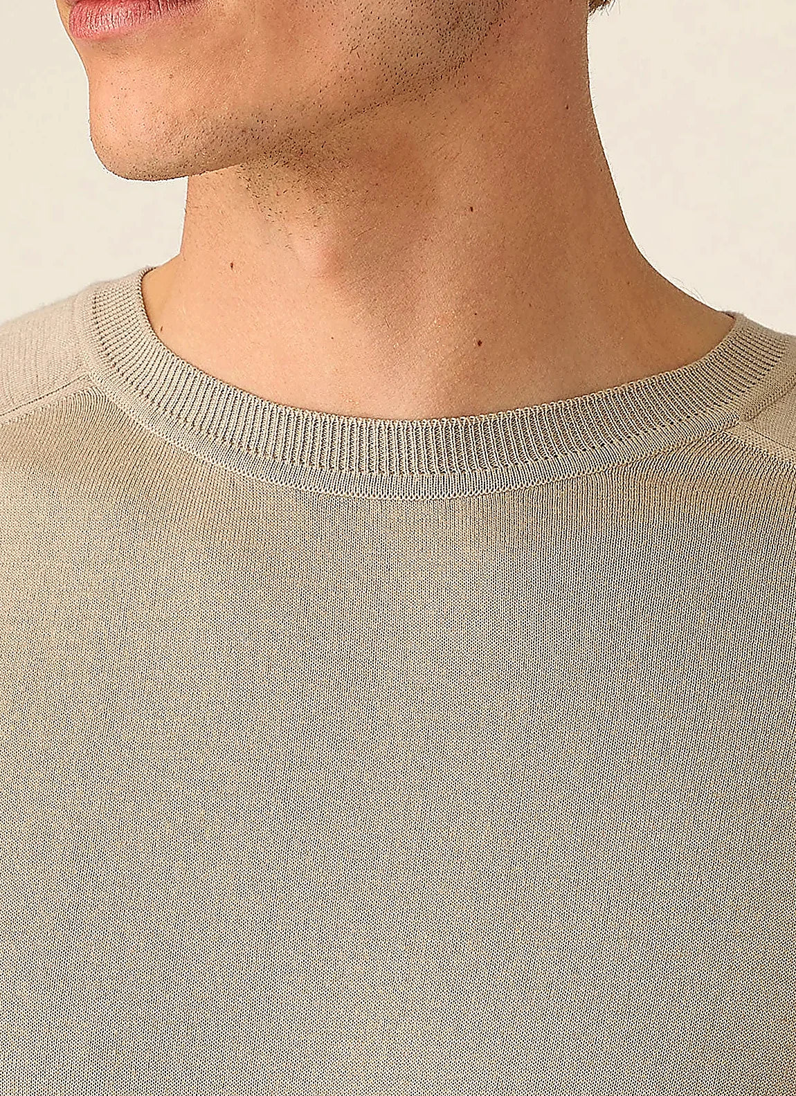 Stone crew neck jumper for men, sea island cashmere