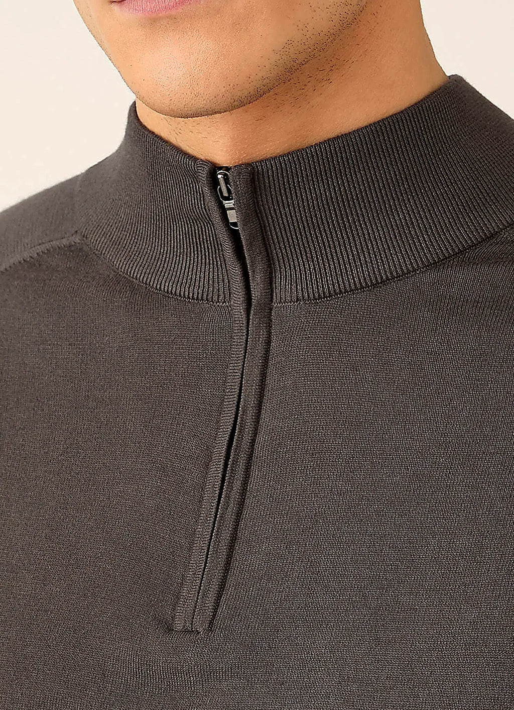 Anthracite half zip jumper for men, sea island cashmere