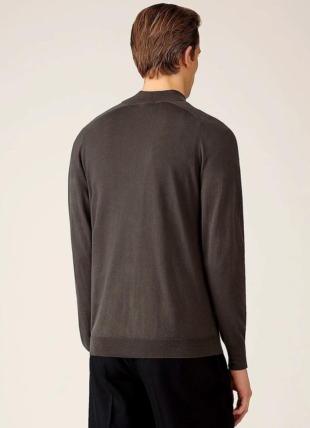 Men's sea island cashmere half zip jumper in Anthracite