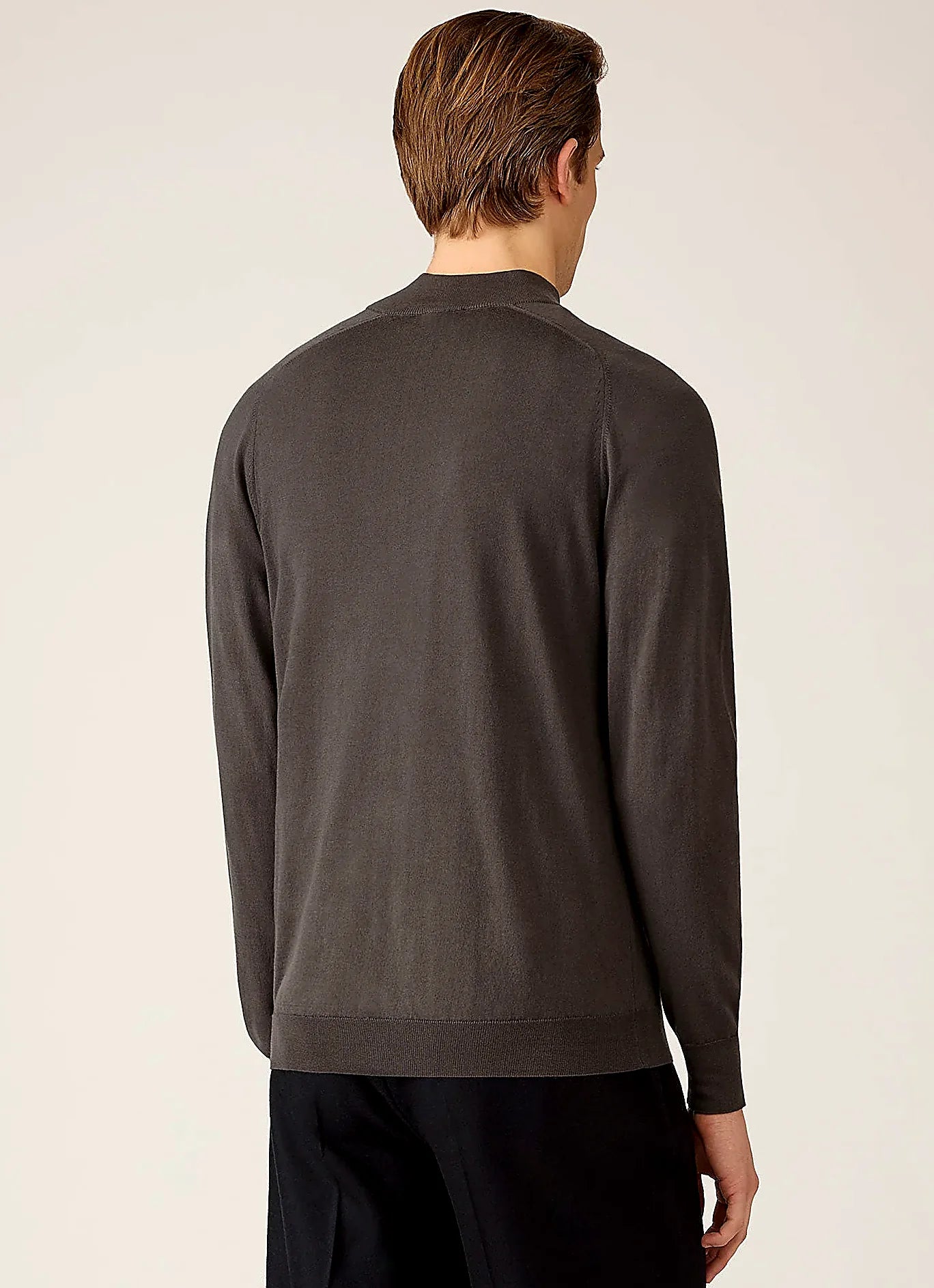 Men's sea island cashmere half zip jumper in Anthracite