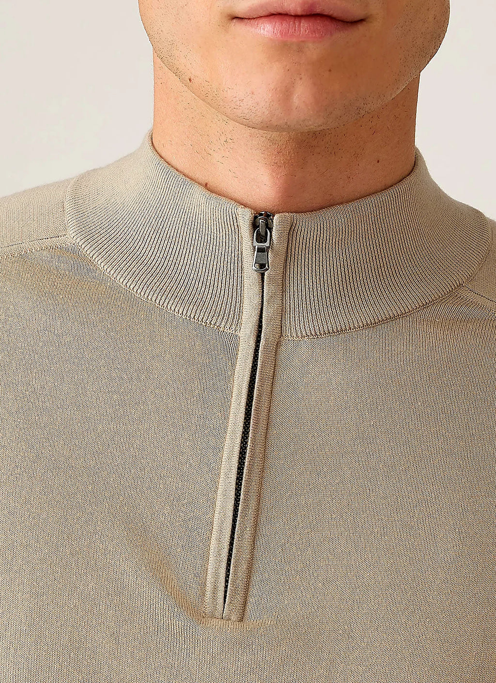 Stone half zip jumper for men, sea island cashmere