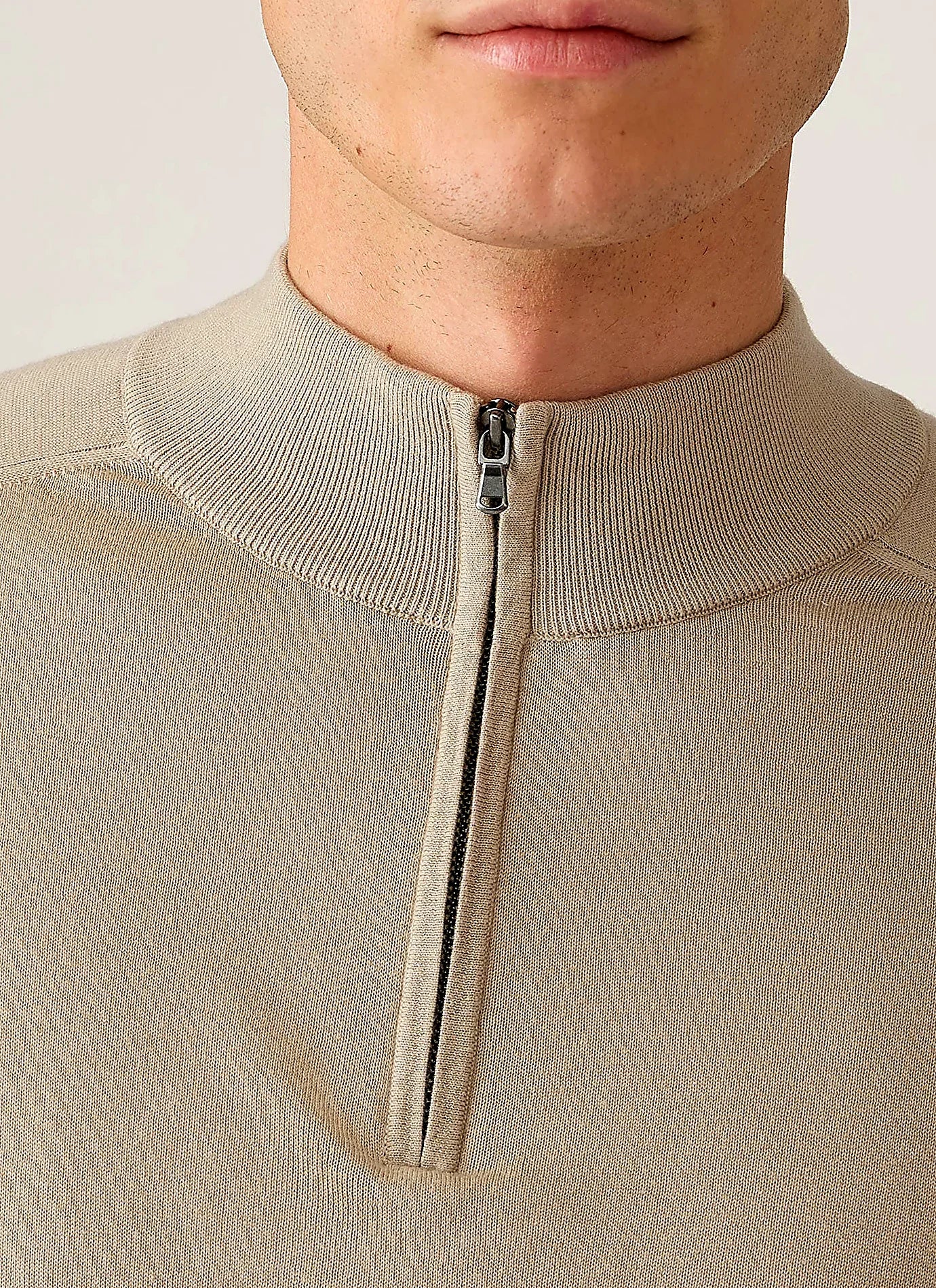 Stone half zip jumper for men, sea island cashmere