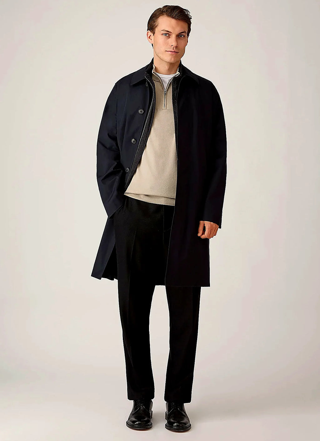 Stone half zip jumper in sea island cashmere, everyday wear