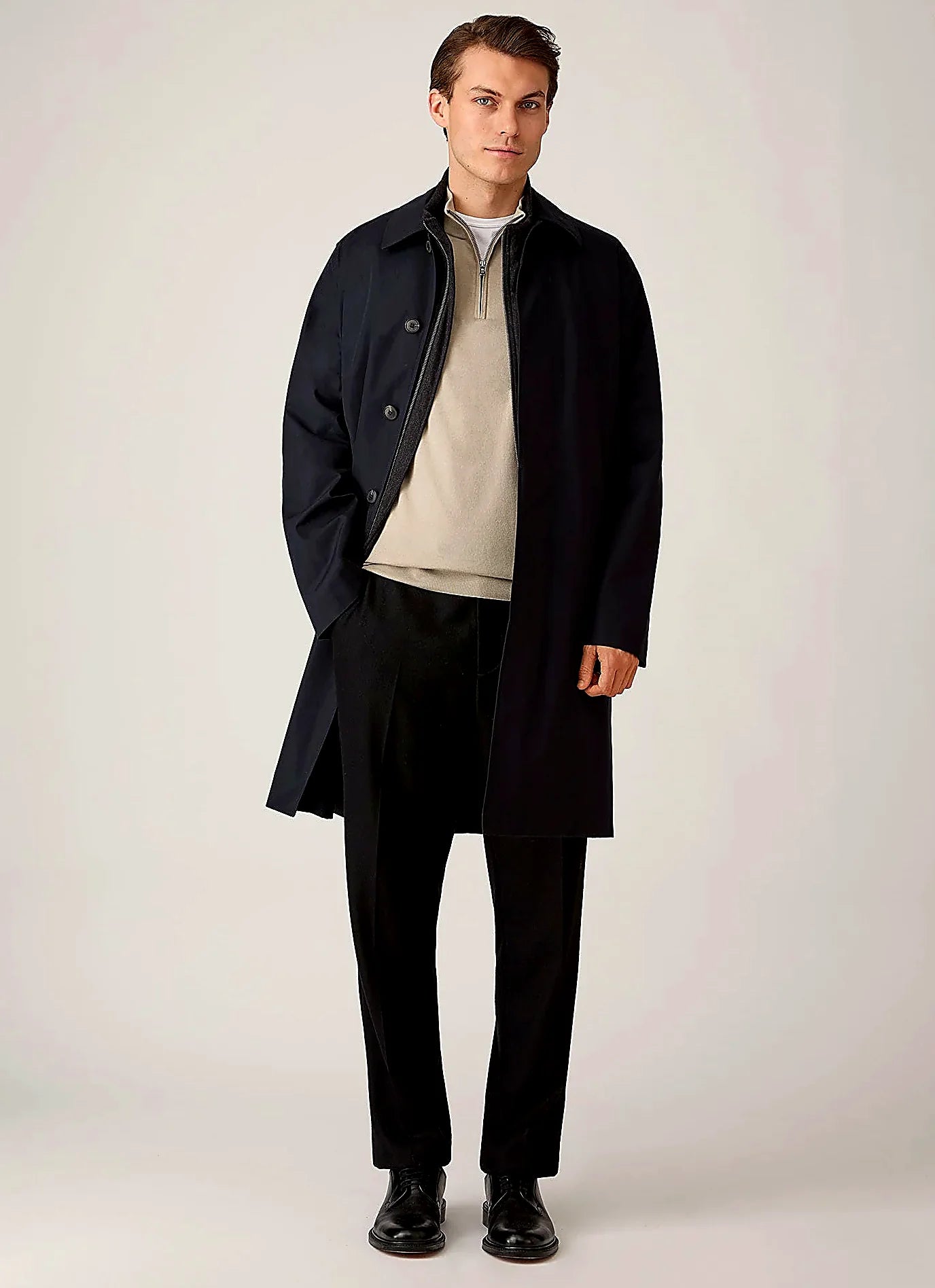 Stone half zip jumper in sea island cashmere, everyday wear