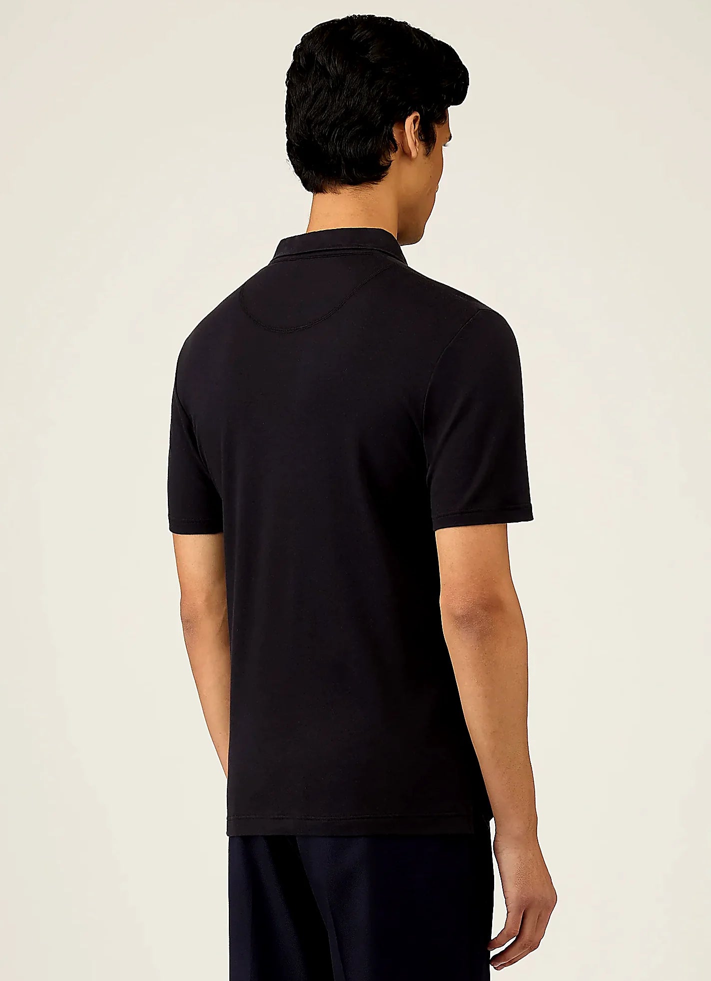 Men's sea island cotton jersey polo shirt in Black