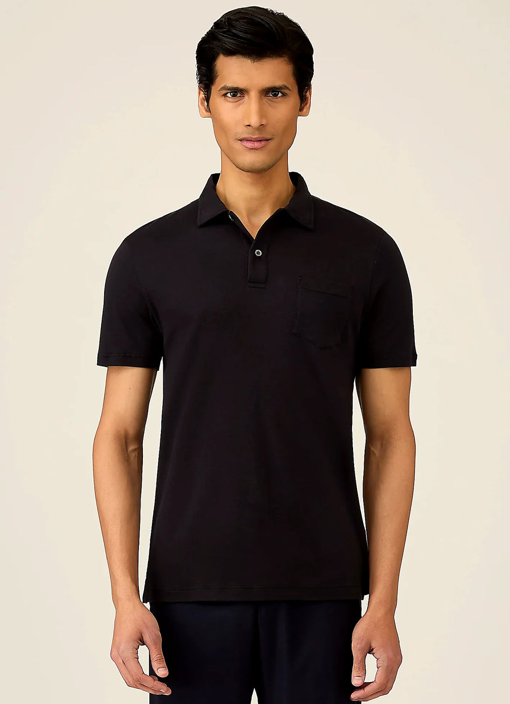 Black sea island cotton jersey polo shirt for men
