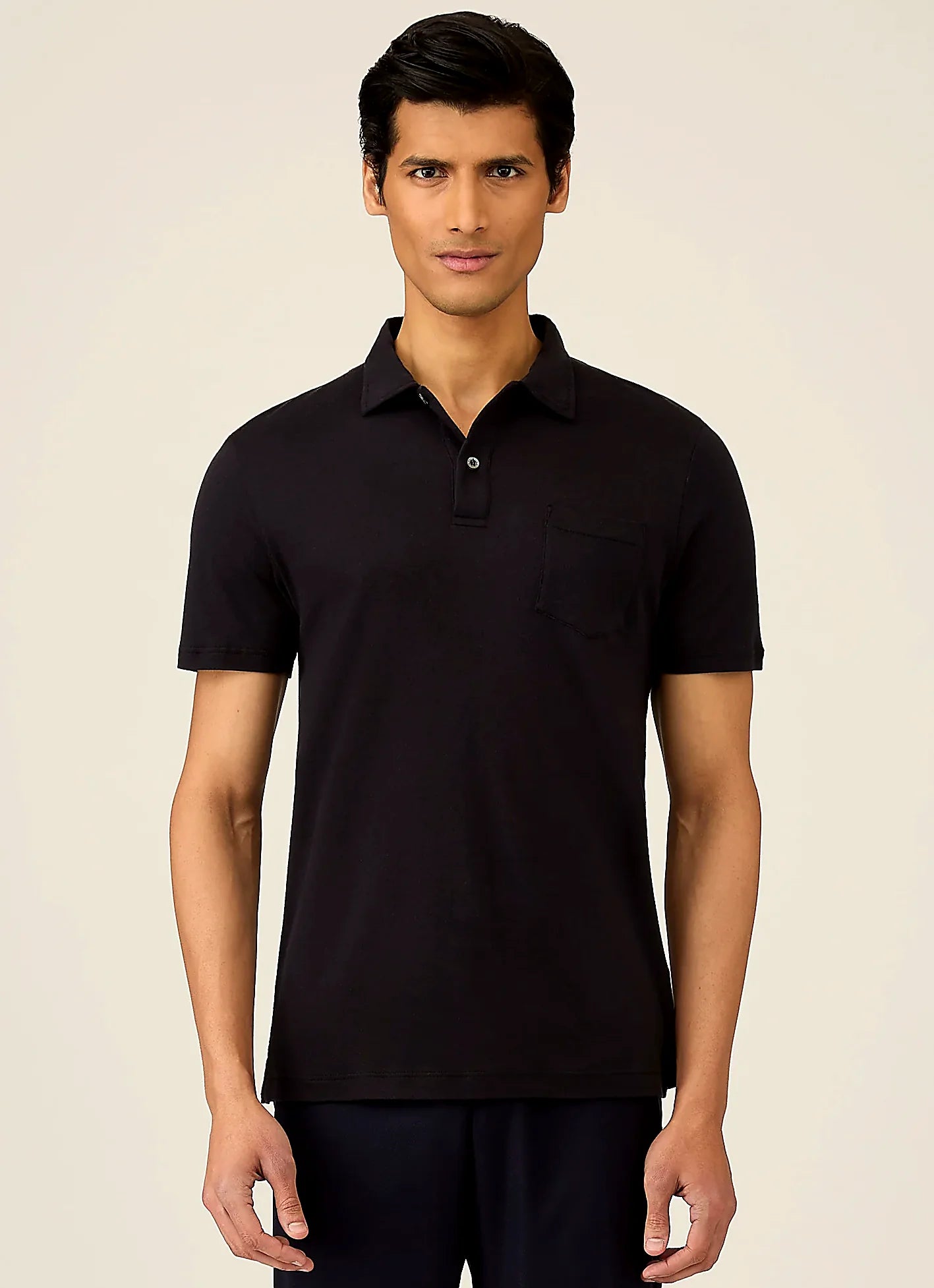 Black sea island cotton jersey polo shirt for men