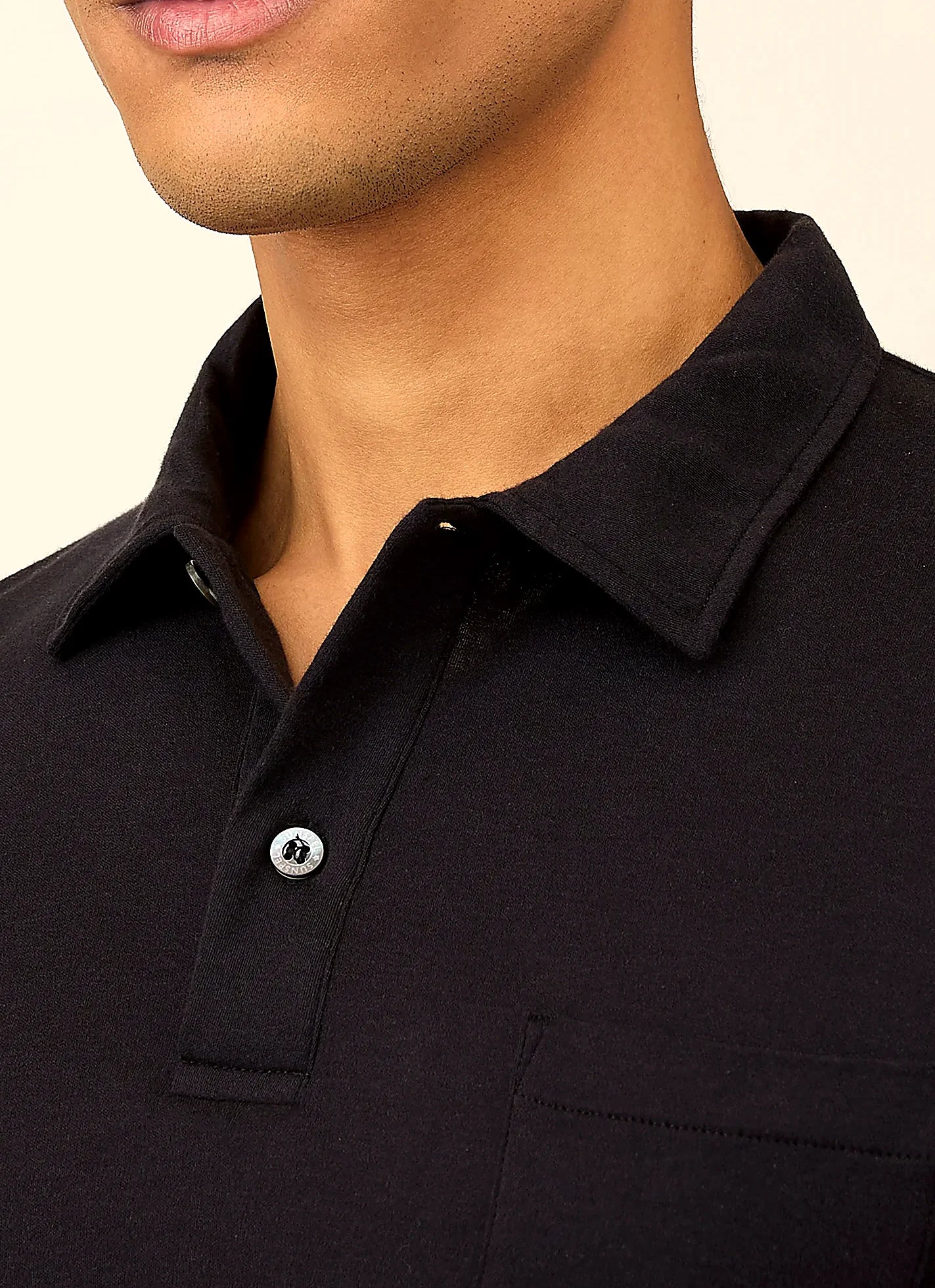 Black jersey polo shirt for men, sea island cotton