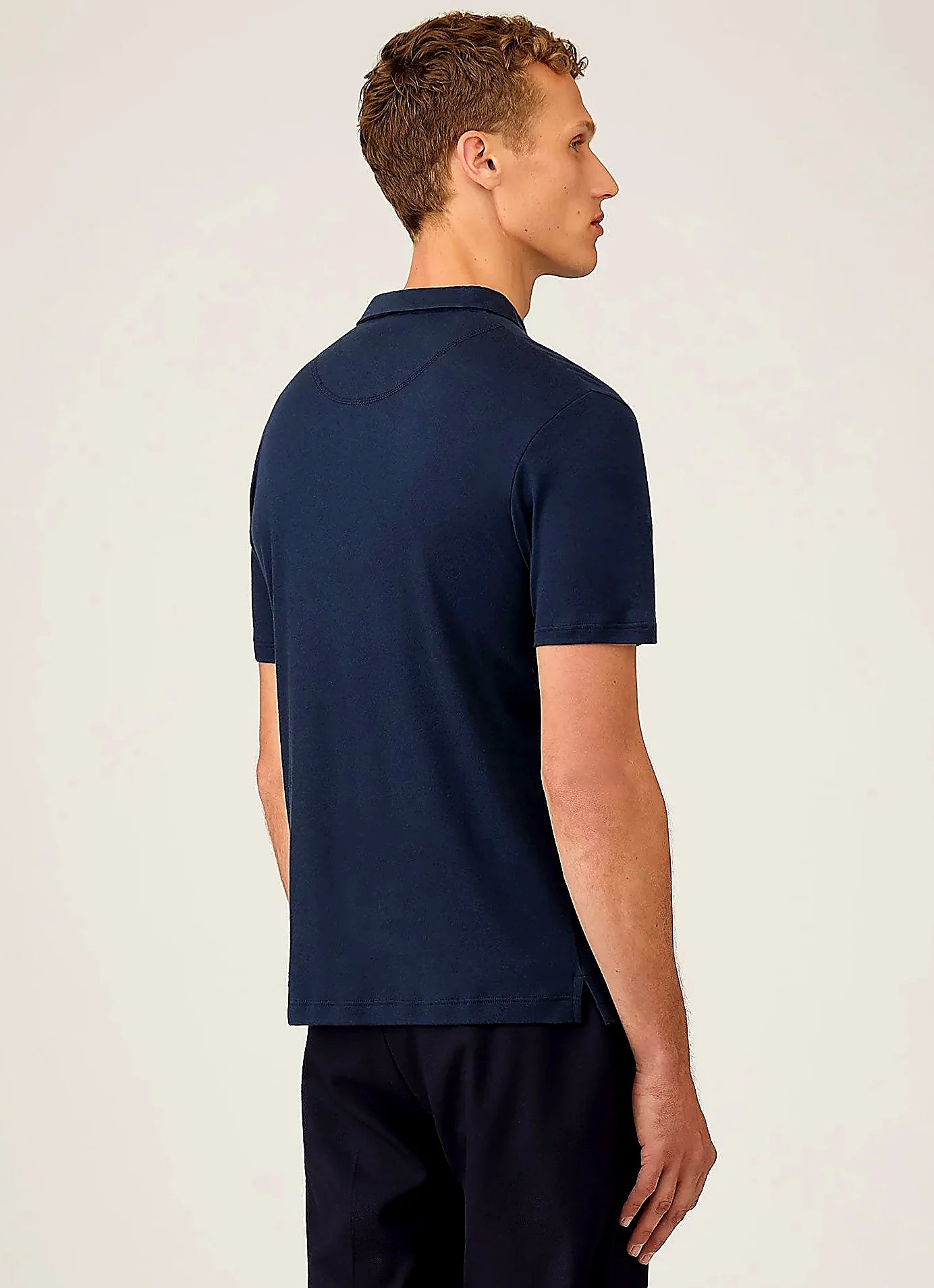 Men's sea island cotton jersey polo shirt in Navy