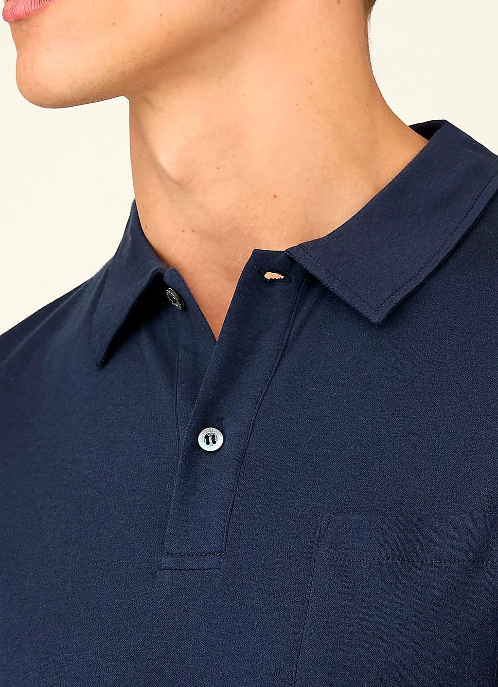 Navy jersey polo shirt for men, sea island cotton