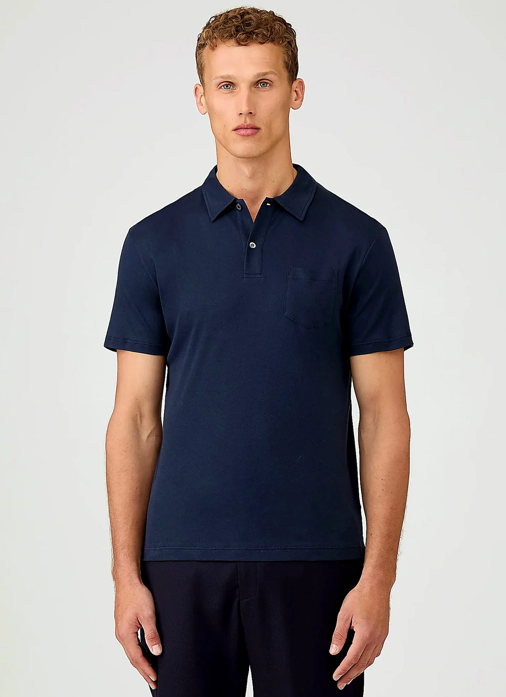 Navy sea island cotton jersey polo shirt for men