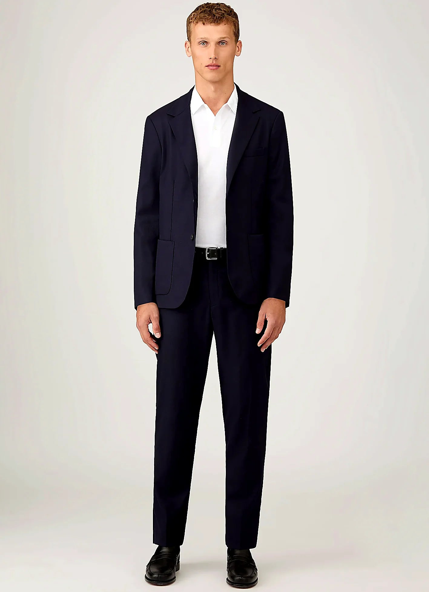 White jersey polo shirt in sea island cotton, slim fit