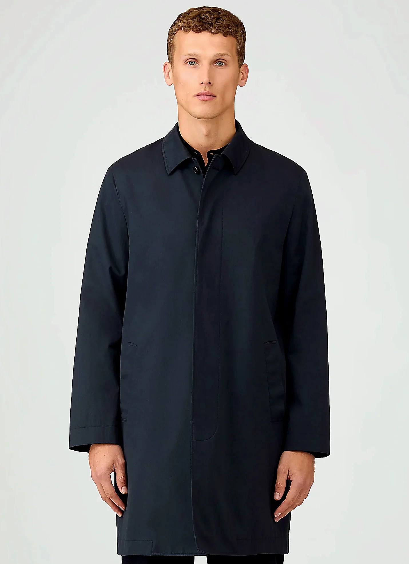 Navy showerproof cotton mac for men