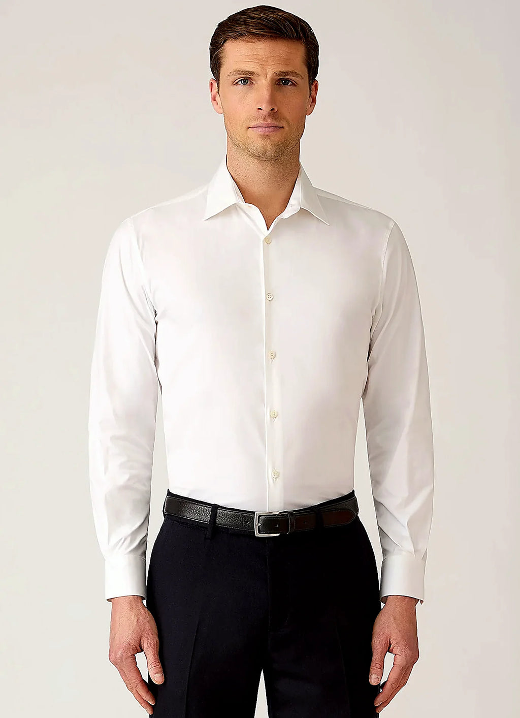 White cotton poplin poplin shirt for men