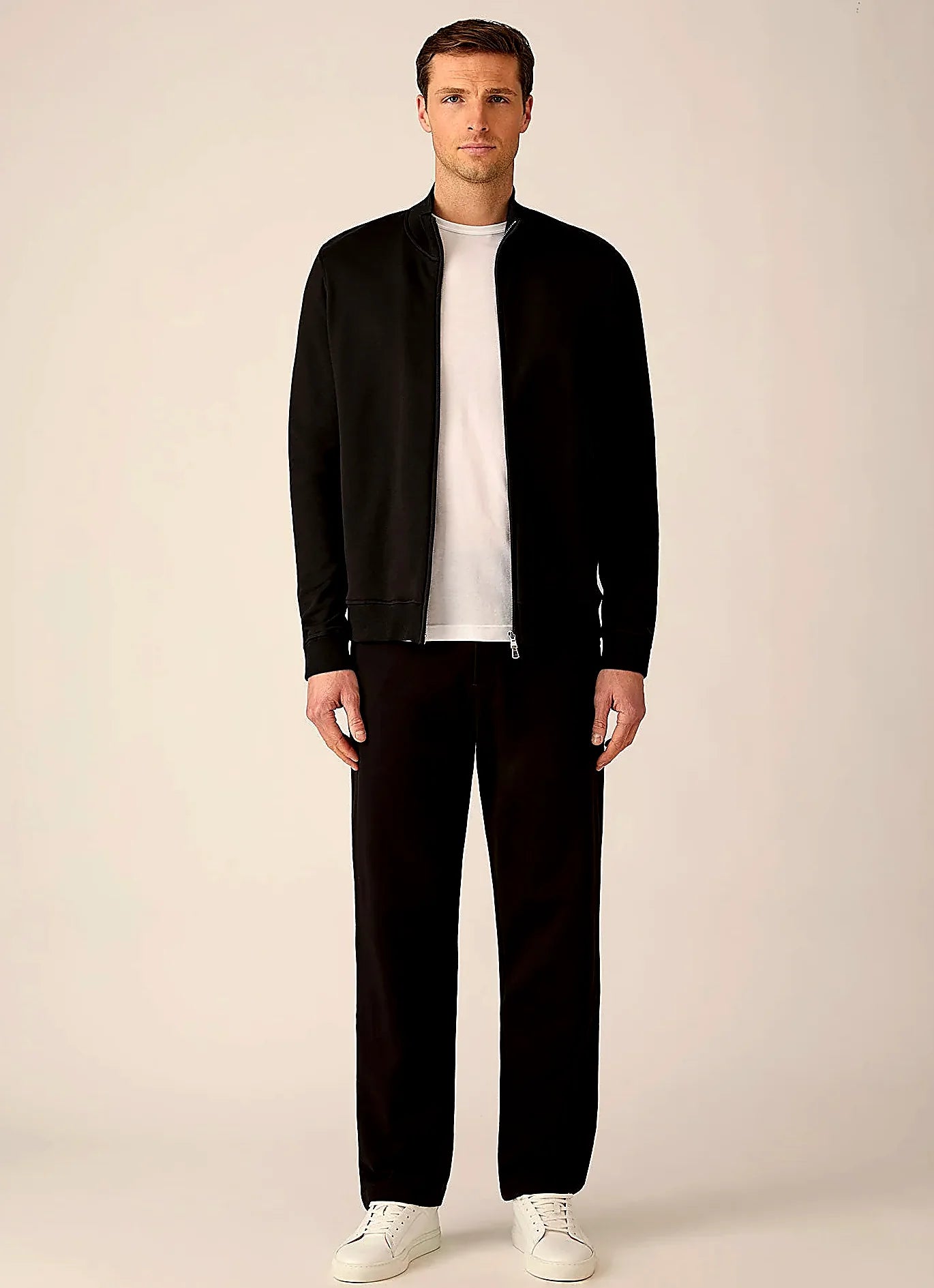 Black zip sweatshirt in supima cotton, everyday wear