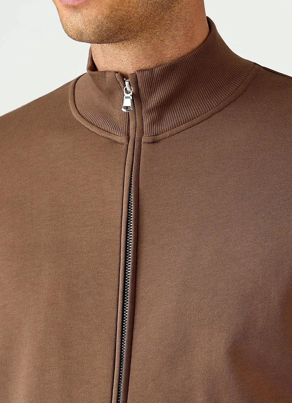 Dark Cedar zip sweatshirt for men, loopback