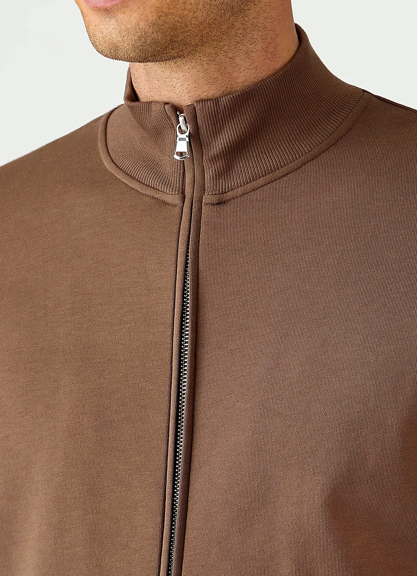 Dark Cedar zip sweatshirt for men, loopback