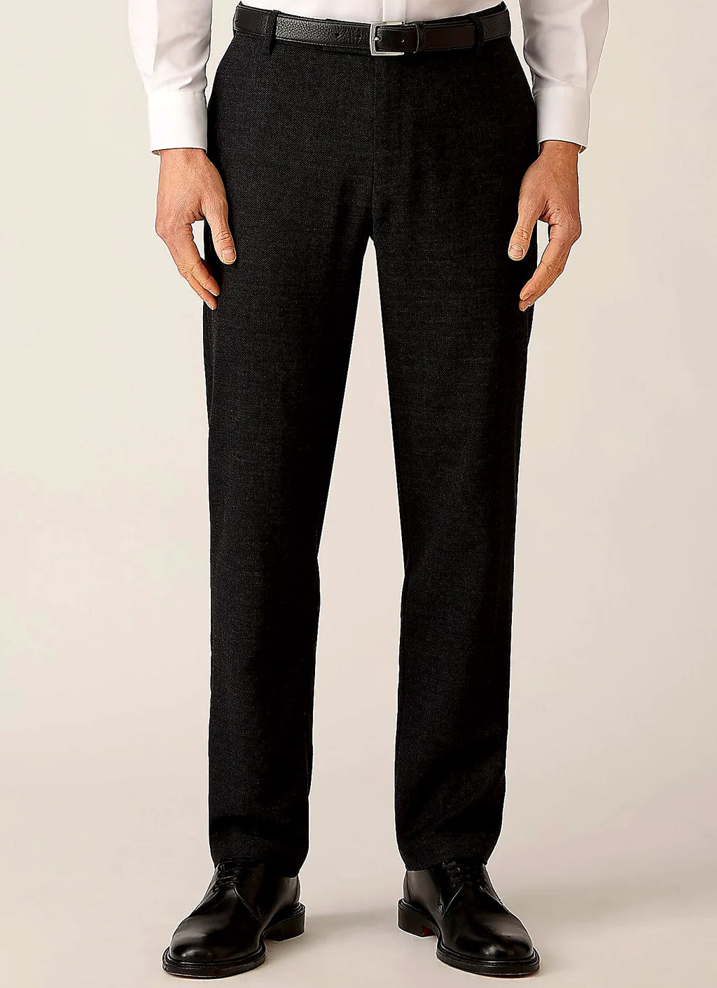 Dark Charcoal textured wool trouser for men