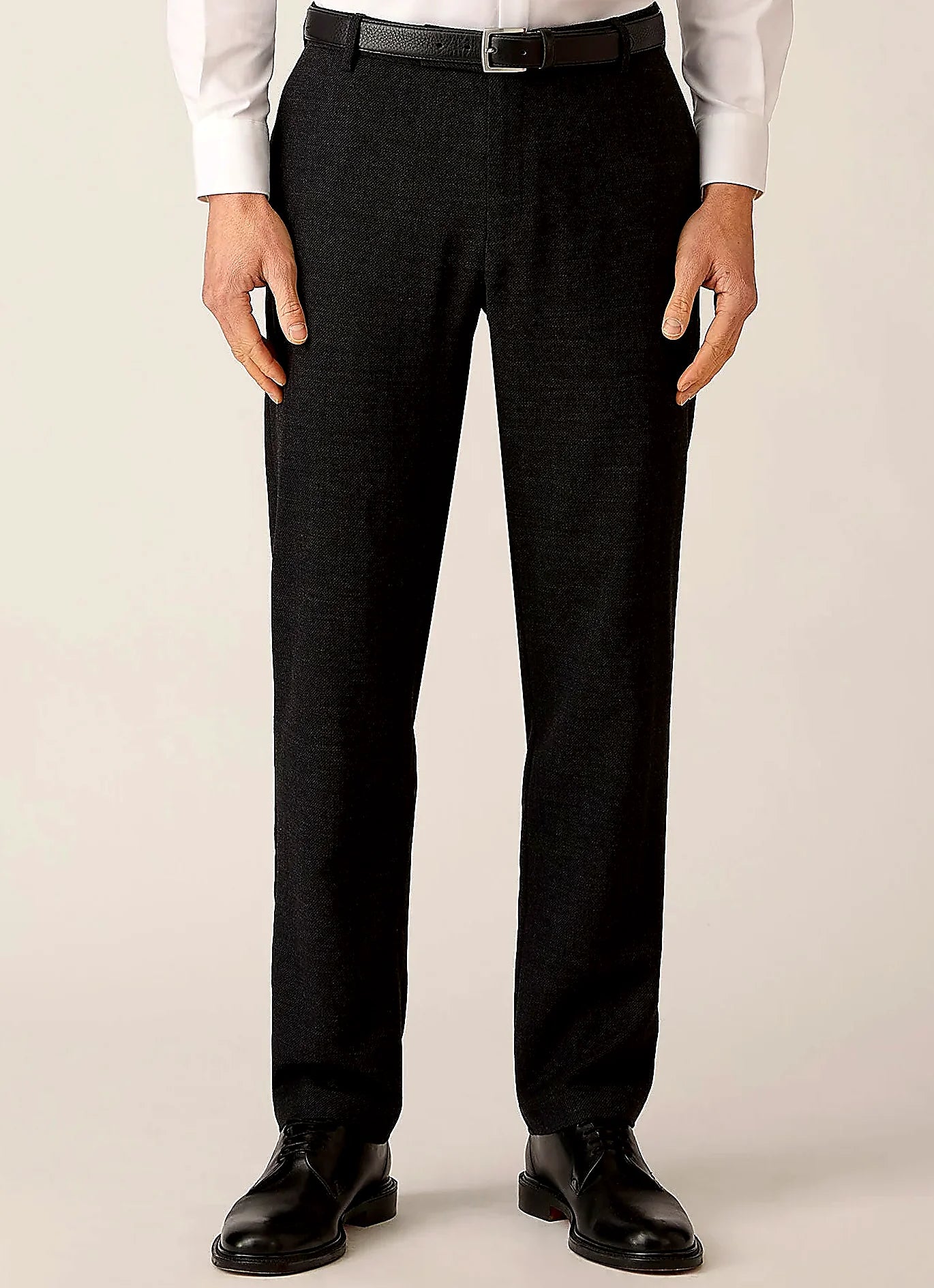 Dark Charcoal textured wool trouser for men