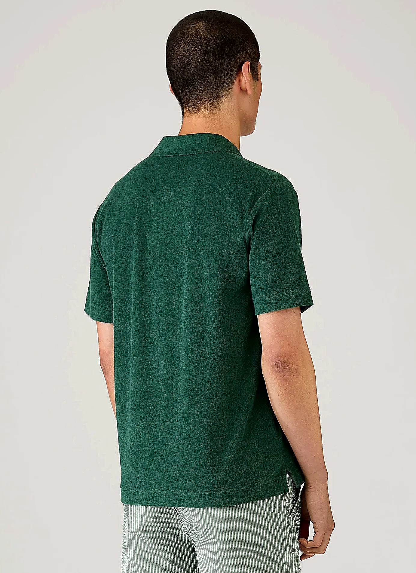 Men's cotton towelling towelling polo shirt in Forest