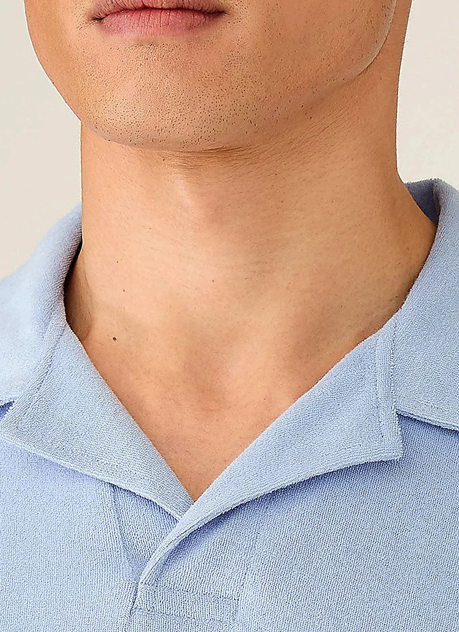 Sky towelling polo shirt for men, cotton towelling
