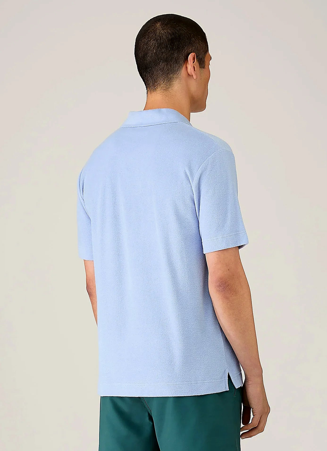 Men's cotton towelling towelling polo shirt in Sky
