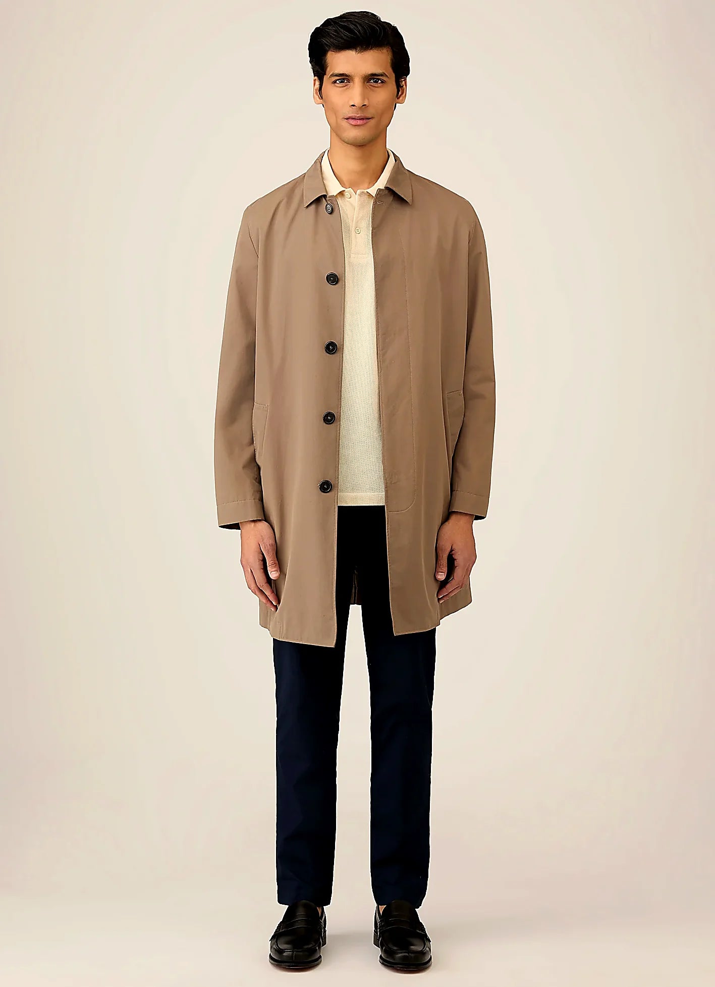 Undyed polo shirt in mesh cotton, slim fit