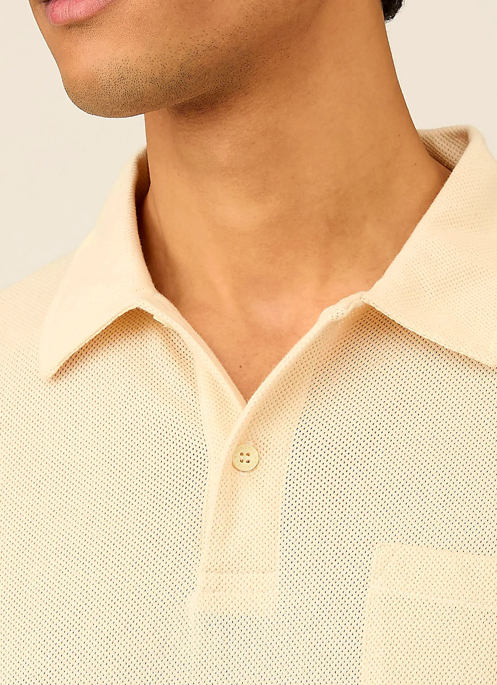 Undyed polo shirt for men, mesh cotton