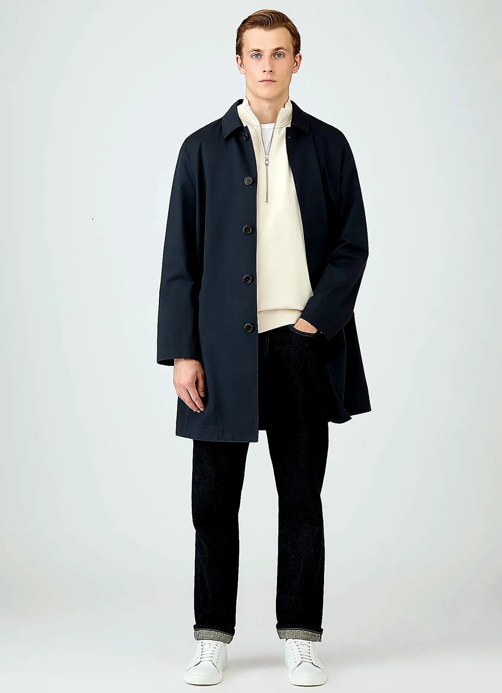 Undyed half zip sweatshirt in loopback, everyday wear