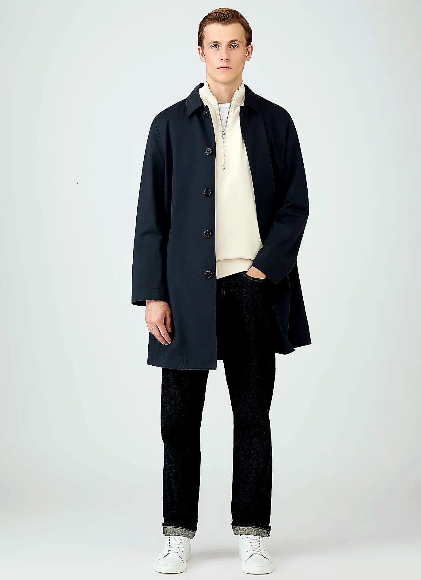 Undyed half zip sweatshirt in loopback, everyday wear