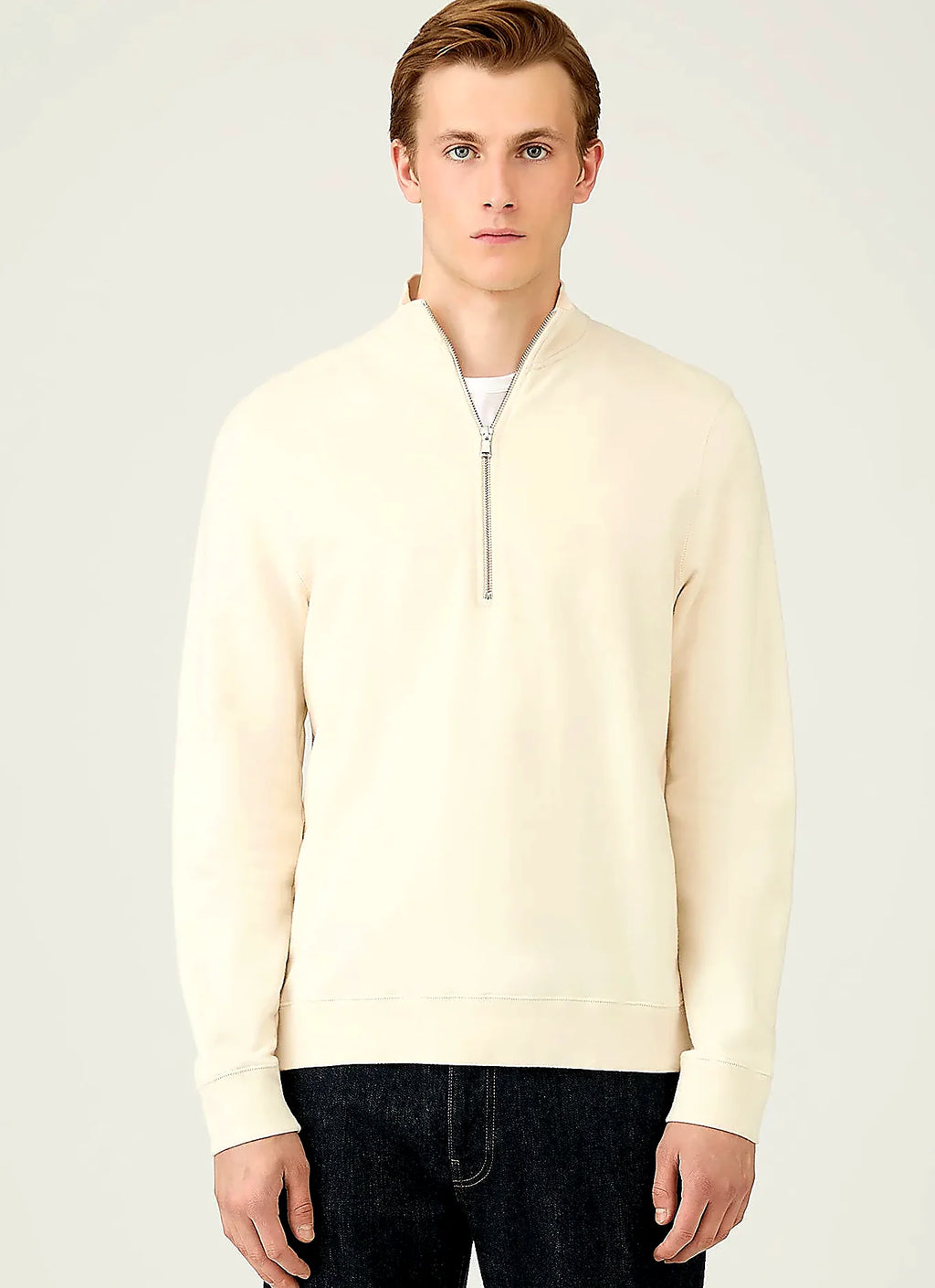 Undyed loopback half zip sweatshirt for men