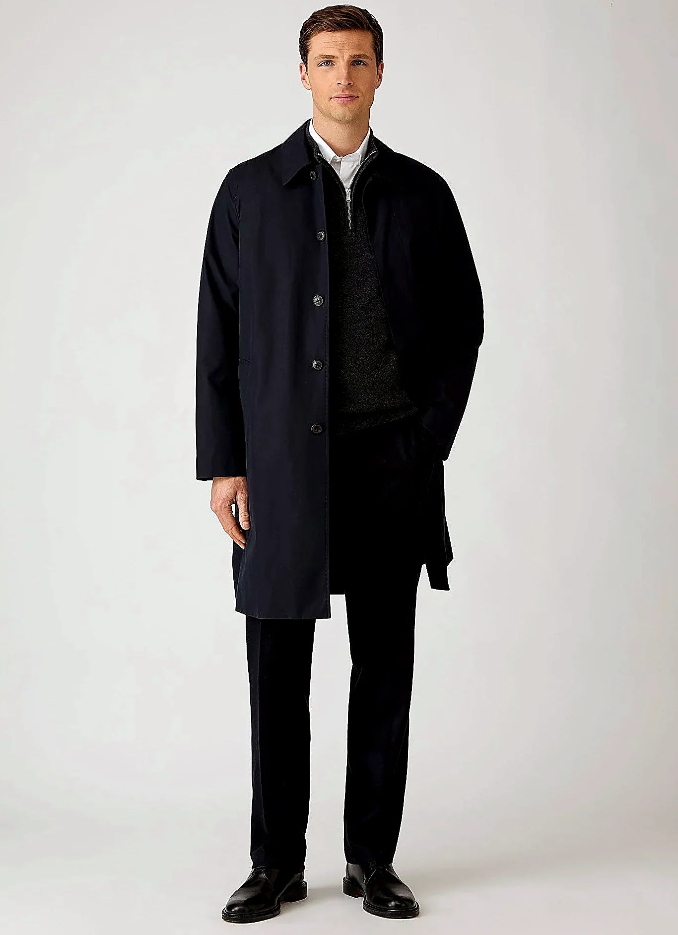 Dark Navy mac in ventile cotton, regular fit