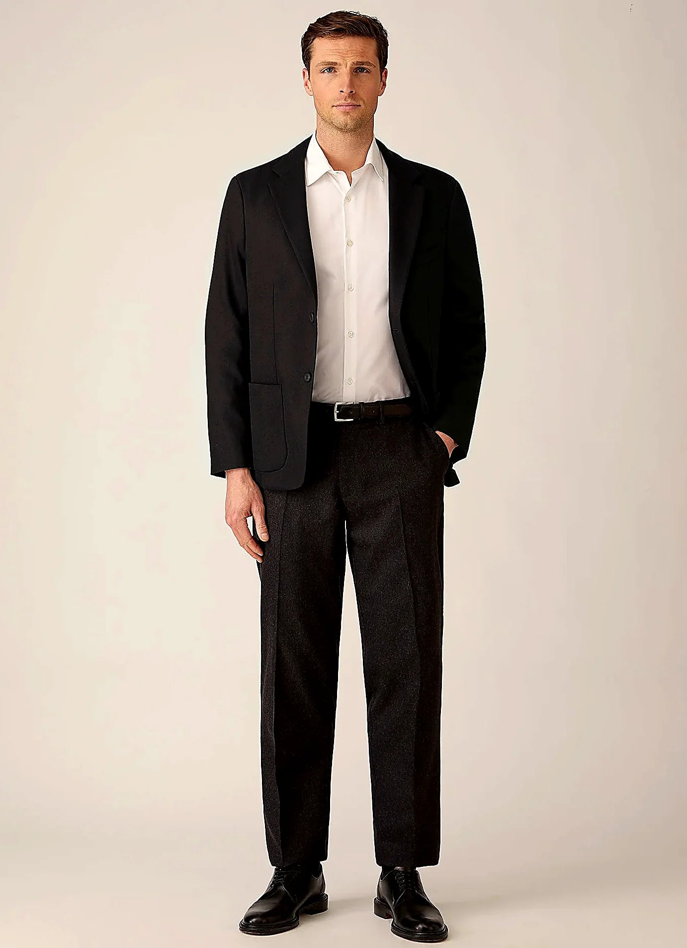 Charcoal blazer in wool cashmere flannel, everyday wear