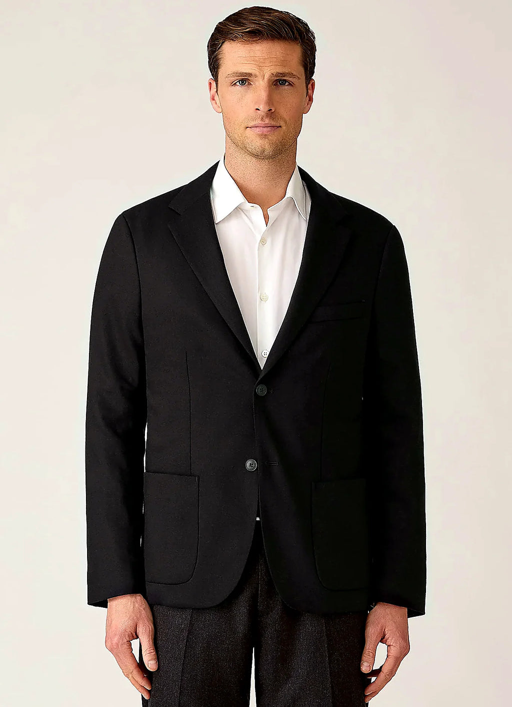 Charcoal wool cashmere flannel blazer for men